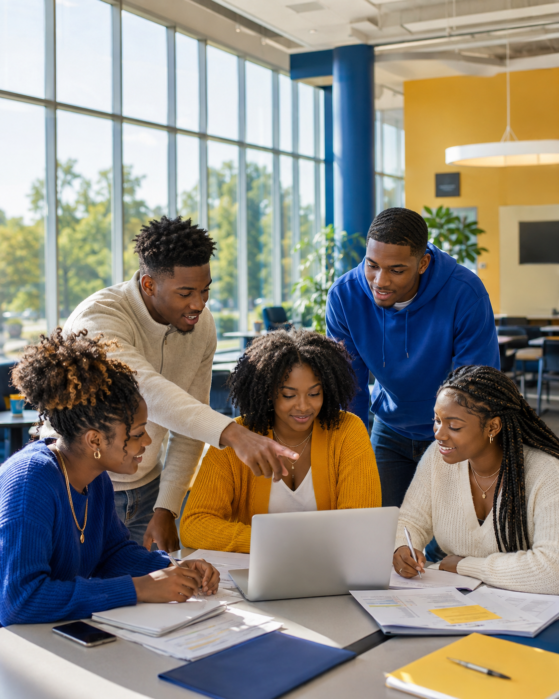 Albany State students working together on a laptop during a career readiness session